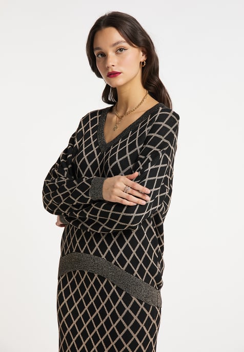 Faina Strickpullover Damen Schwarz Mehrfarbig - Image 3
