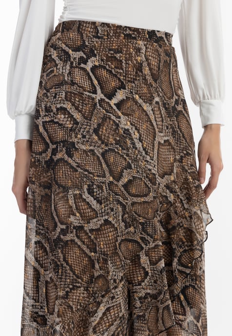 Faina Midirock Damen beige schlange - Image 5