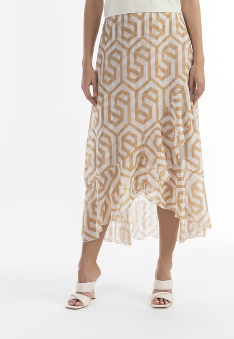 Faina Midirock Damen beige weiss - Image 3