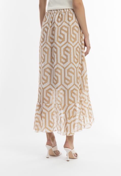 Faina Midirock Damen beige weiss - Image 4