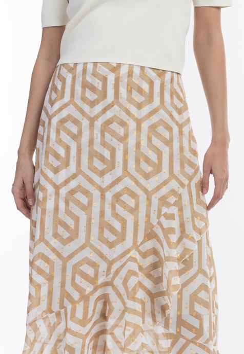 Faina Midirock Damen beige weiss - Image 5