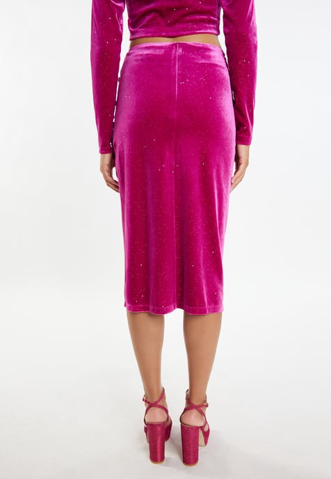 Faina Samtrock mit Glitzer Damen Rosa - Image 4