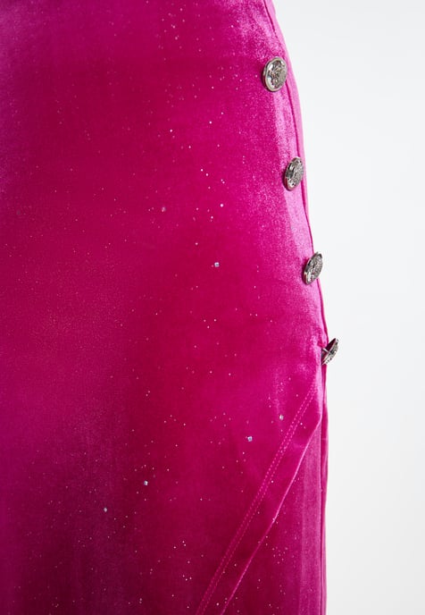 Faina Samtrock mit Glitzer Damen Rosa - Image 5