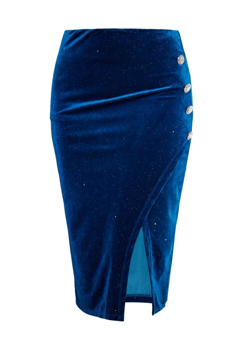 Faina Samtrock mit Glitzer Damen Smaragd Blau - Image 1