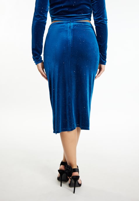 Faina Samtrock mit Glitzer Damen Smaragd Blau - Image 4