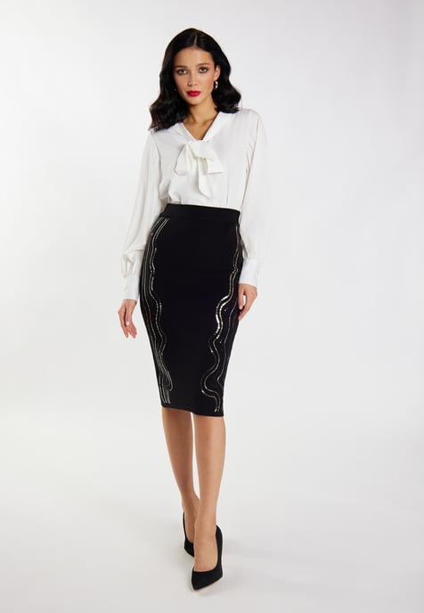 Faina Strick Midirock Damen schwarz - Image 2