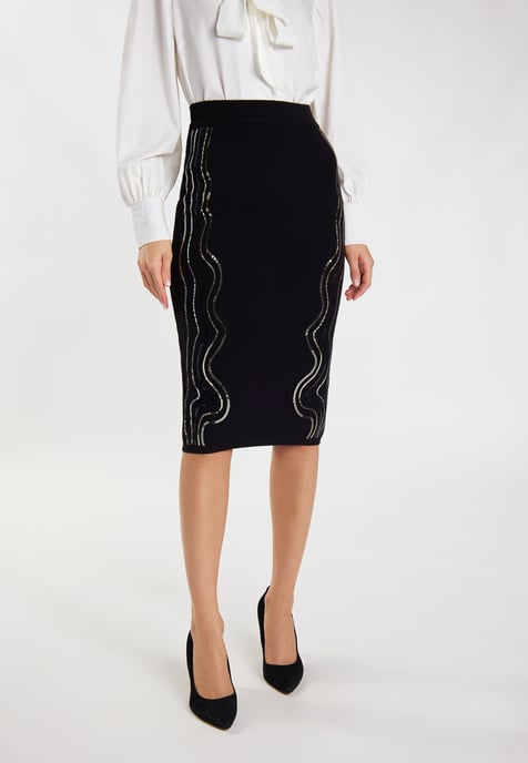 Faina Strick Midirock Damen schwarz - Image 3