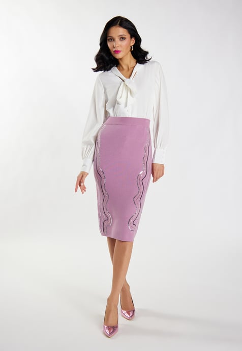 Faina Strick Midirock Damen Mauve - Image 2