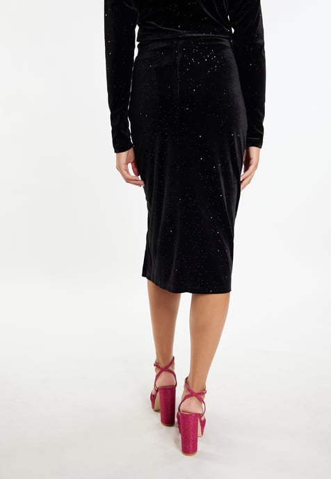 Faina Samtrock mit Glitzer Damen schwarz - Image 4