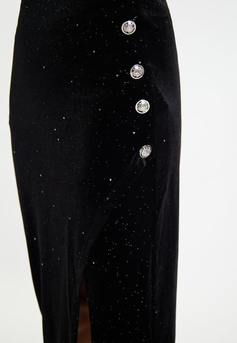 Faina Samtrock mit Glitzer Damen schwarz - Image 5