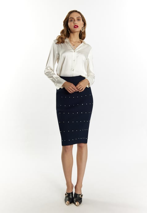 Faina Strickrock mit Strass-Steinen Damen Marine - Image 2