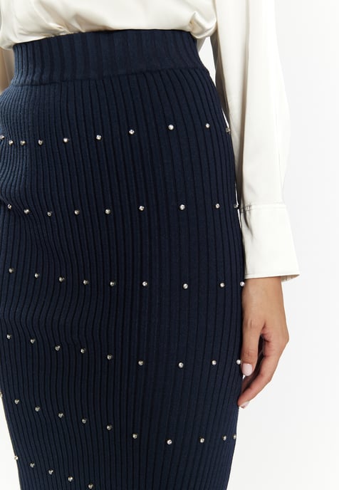 Faina Strickrock mit Strass-Steinen Damen Marine - Image 5