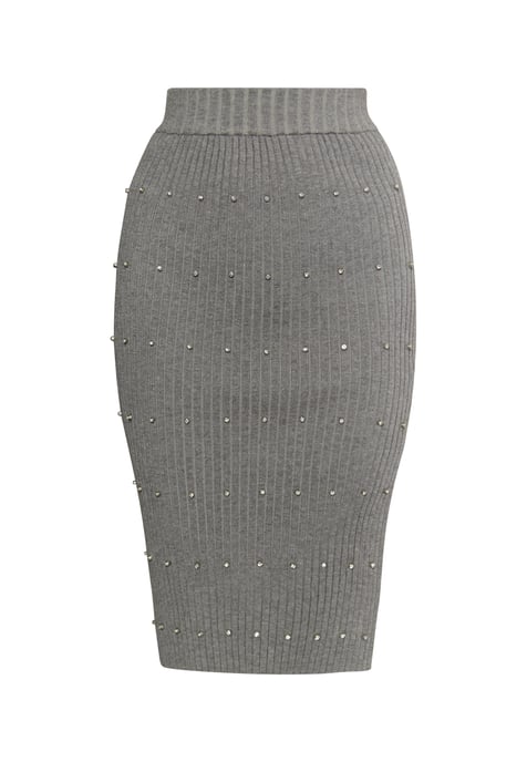 Faina Strickrock mit Strass-Steinen Damen grau melange - Image 1
