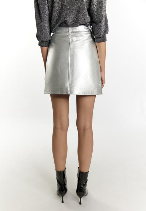 Faina Lederrock Damen Silber - Image 4