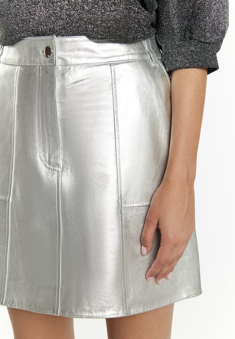 Faina Lederrock Damen Silber - Image 5