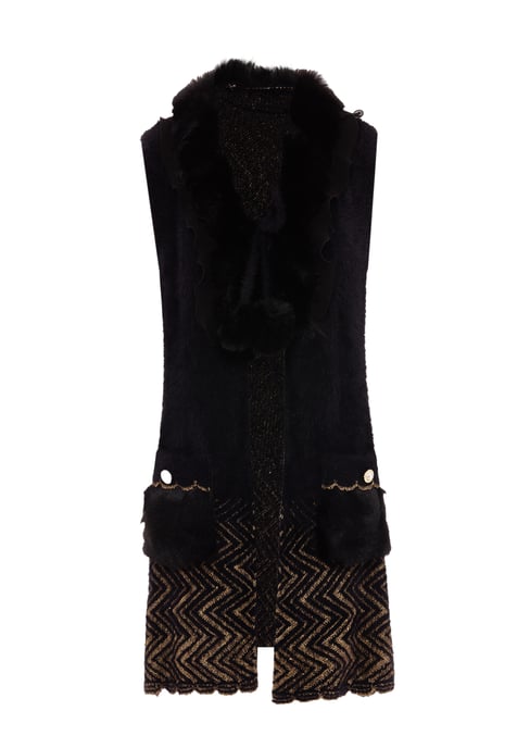 Faina Strickjacke Damen schwarz/gold - Image 1