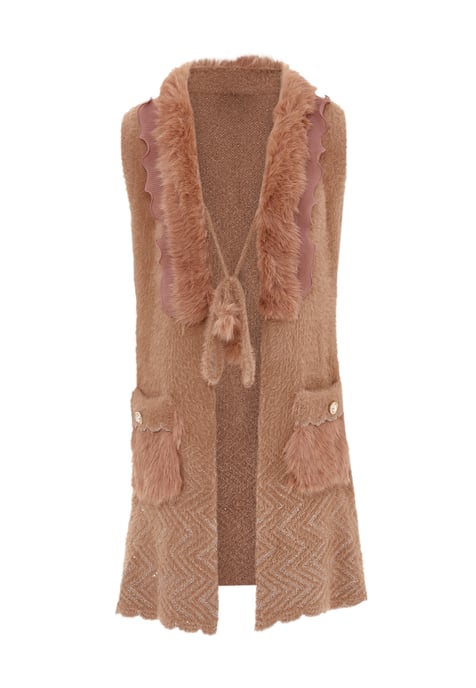 Faina Strickjacke Damen Dunkelrosa Rosa Gold - Image 1