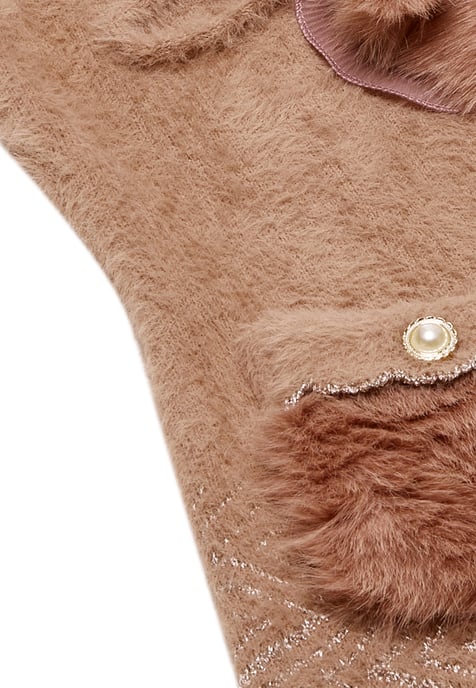 Faina Strickjacke Damen Dunkelrosa Rosa Gold - Image 3