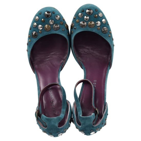 Marc Jacobs Studded Ankle Strap Pumps aus türkisfarbenem Wildleder - Image 3