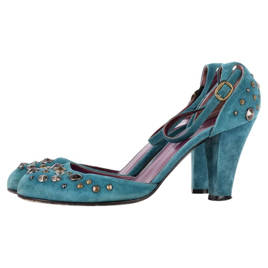 Marc Jacobs Studded Ankle Strap Pumps aus türkisfarbenem Wildleder - Image 4