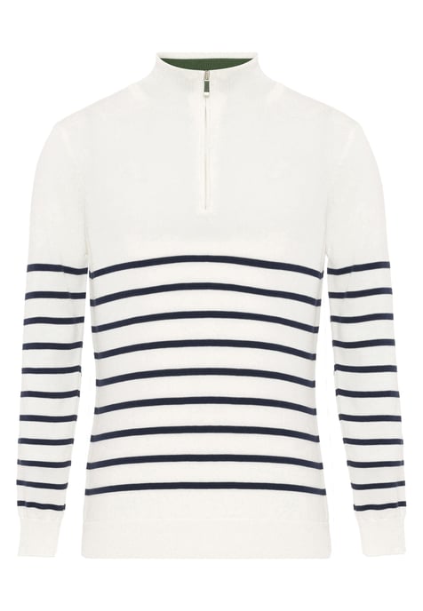 Pullover Gestreifter Pullover Mit Halbem Reißverschluss - Image 1