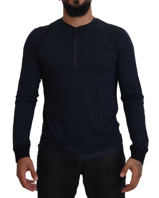 Henley-Kragen Langarm-Strickshirt - Image 1