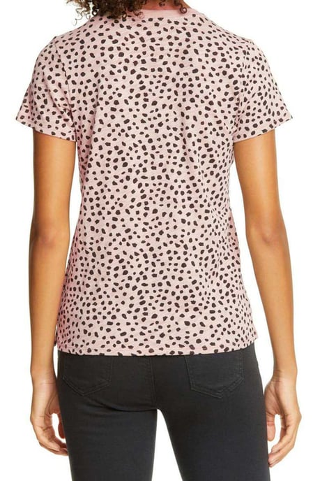 Aprikosenfarbener Gepardenprint Rundhals Kurzarm T-Shirt - Image 2