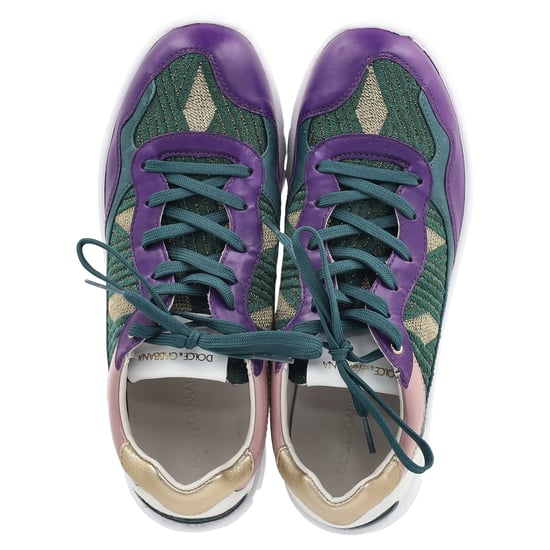 Dolce & Gabbana Mardi Gras Low-Top Sneaker aus mehrfarbigem Leder und Wildleder - Image 3