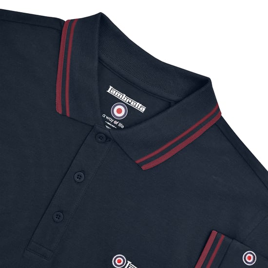 Lambretta - Poloshirt für Herren, Groß und Hoch (Dunkel-Marineblau/Burgunderrot) - Image 3