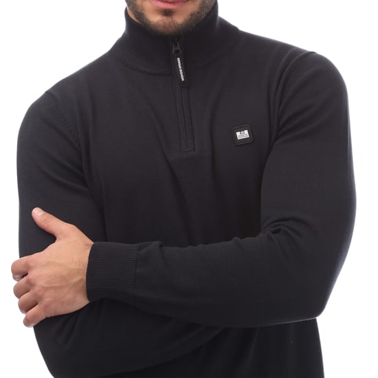 Weekend Offender - "Paraguay" Sweatshirt mit kurzem Reißverschluss für Herren (Marine) - Image 3