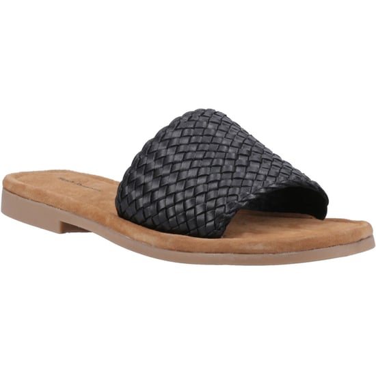 Hush Puppies Hetty Slide Leder Damen Schwarz Weit Sandalen - Image 1