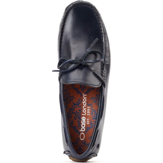 Base London Brooks Leder Herren Marineblaue Standard Slipper - Image 4