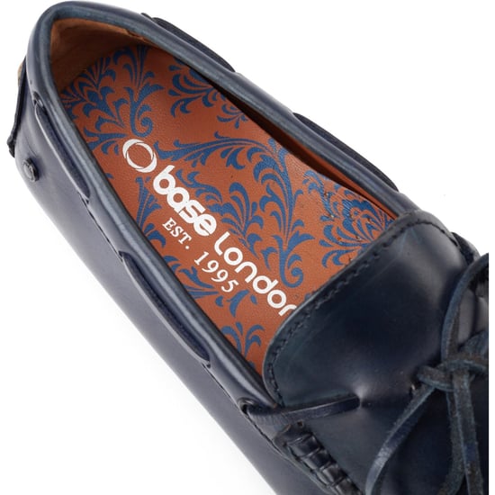 Base London Brooks Leder Herren Marineblaue Standard Slipper - Image 6