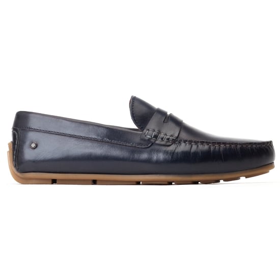Base London Collins Leder Herren Navy Standard Slipper - Image 5