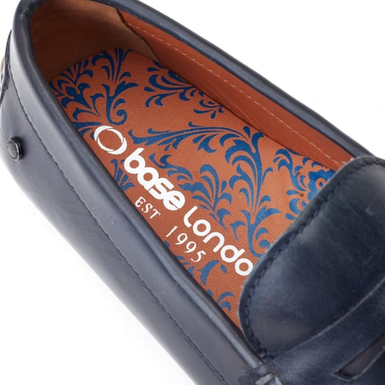 Base London Collins Leder Herren Navy Standard Slipper - Image 6