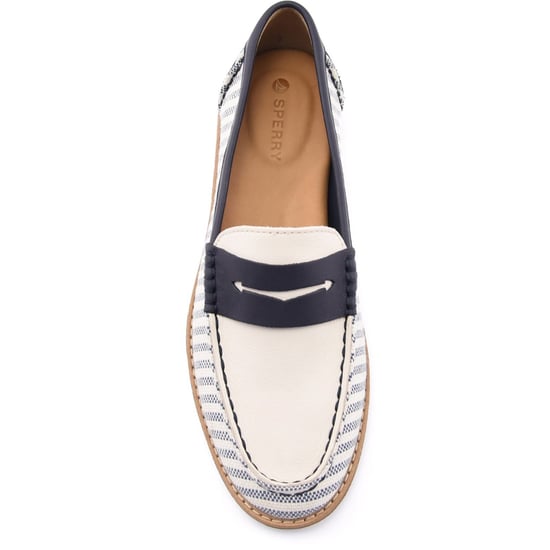 Sperry Port Driving Textil Damen Loafer Weiß/Navy Standard - Image 4