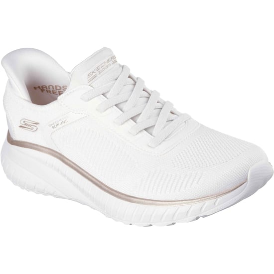 Skechers BOBS Sport Squad Chaos Textile Women's White/Gold Standard Trainers - Image 1