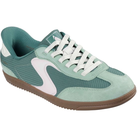 Skechers Hotshot - Alltagseinfache Textil-Damen Sneakers in Grün/Rosa - Image 1