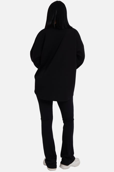 Schwarzes Pullover-Top mit kontrastierender Schleife in Übergröße - Image 4