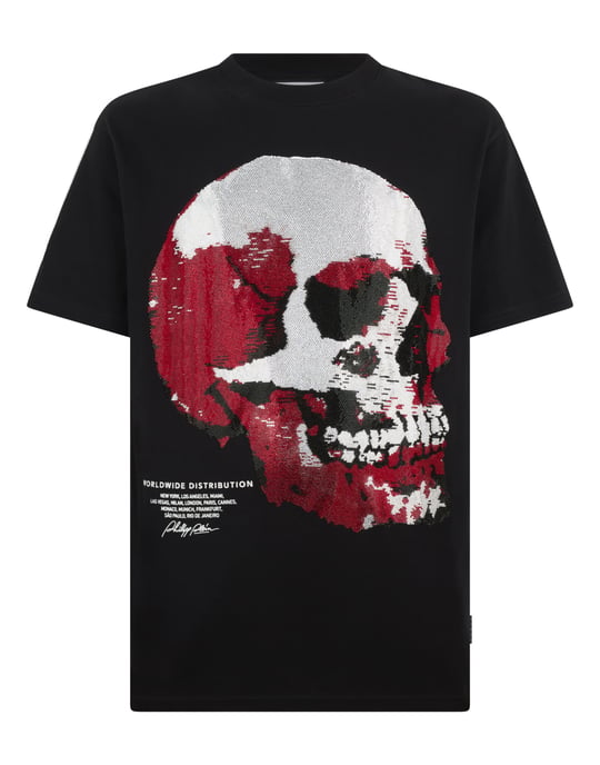 Round Neck T-Shirt Red Skull Skull - Image 1