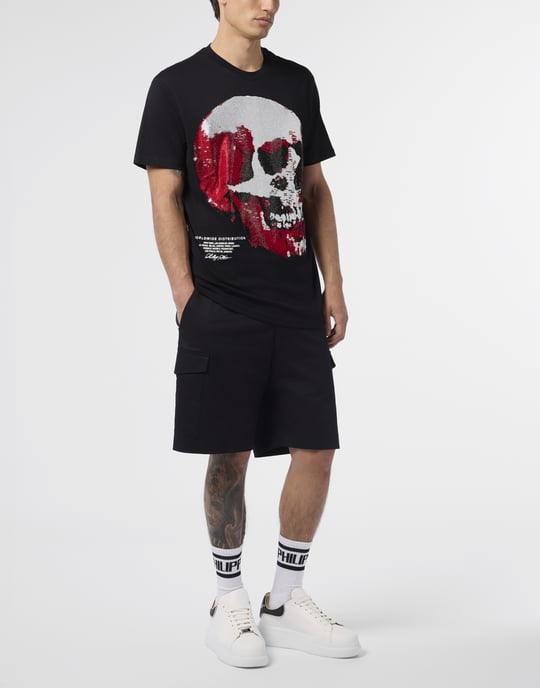 Round Neck T-Shirt Red Skull Skull - Image 4