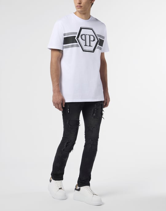 Round Neck T-Shirt Hexagon Line - Image 4