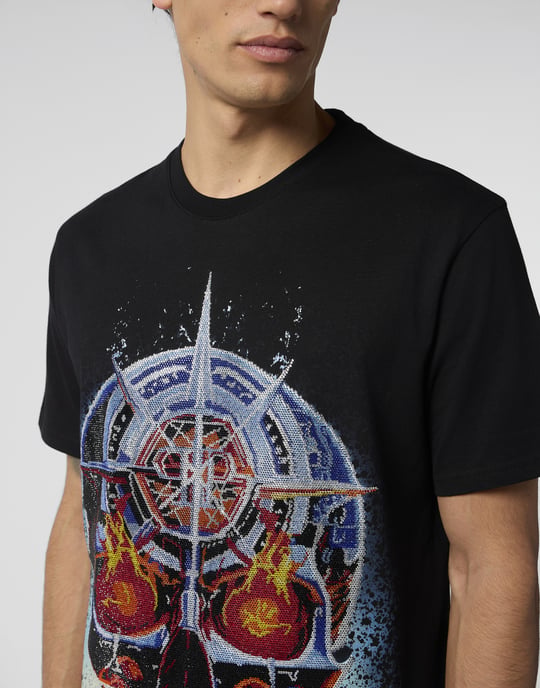 Round Neck T-Shirt Chrome Skull Stones - Image 3