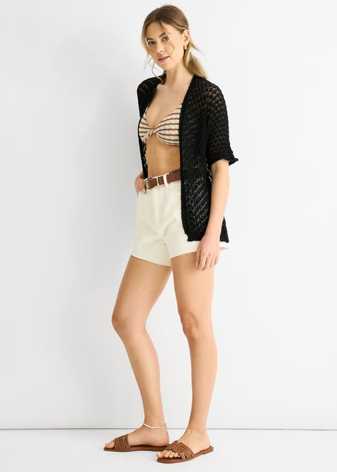 Schwarzer Edge to Edge Häkelcardigan - Image 3