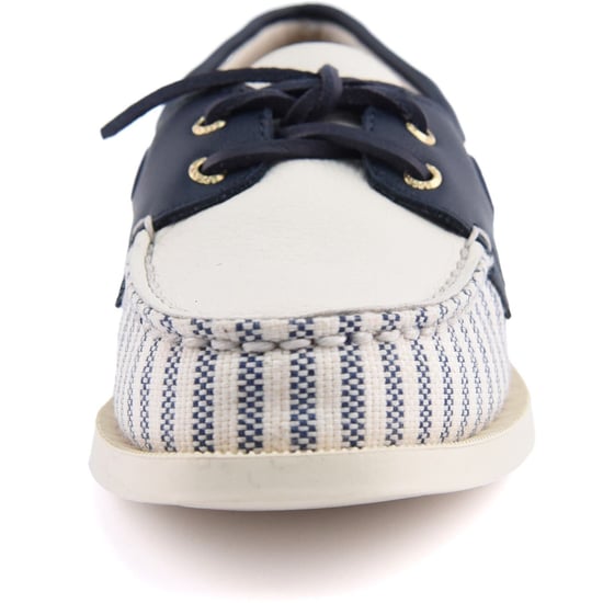 Sperry Authentisch Original Textile Damen Weiß/Navy Standard Bootsschuhe - Image 3