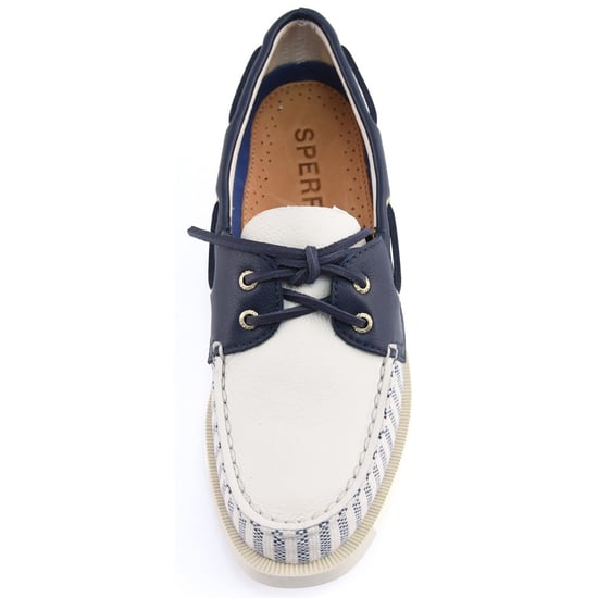 Sperry Authentisch Original Textile Damen Weiß/Navy Standard Bootsschuhe - Image 5