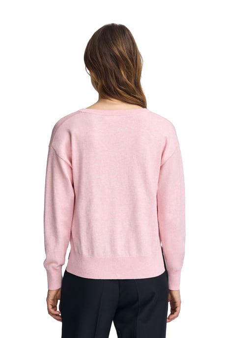 Pullover rosa meliert aus Wollgemisch mit V-Ausschnitt mit gesticktem Rigby Go-Logo - Image 4