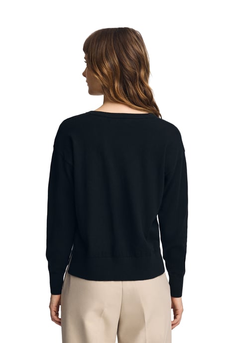 Pullover schwarz aus Wollgemisch mit V-Ausschnitt und gesticktem Rigby Go-Logo - Image 4