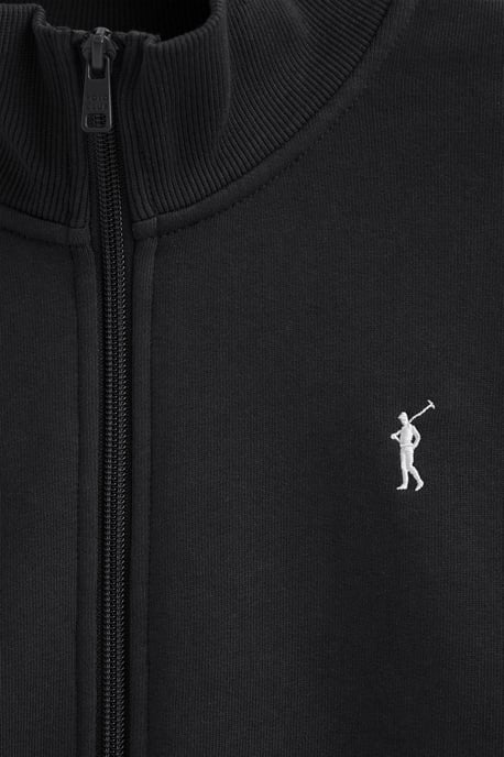 Sweatshirt schwarz mit hohem Kragen, ganzem Reißverschluss und Rigby Go-Logo - Image 2