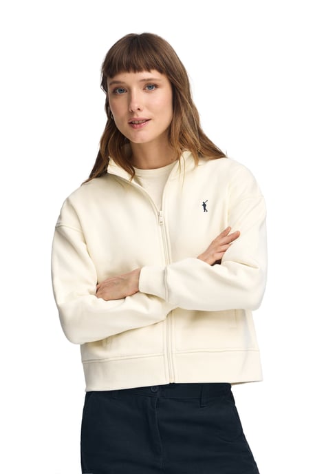 Sweatshirt ecru mit hohem Kragen, ganzem Reißverschluss und Rigby Go-Logo - Image 2